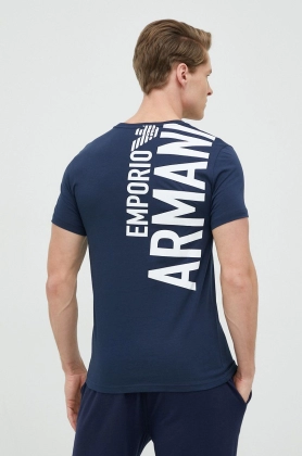Emporio Armani Underwear tricou din bumbac culoarea albastru marin, neted