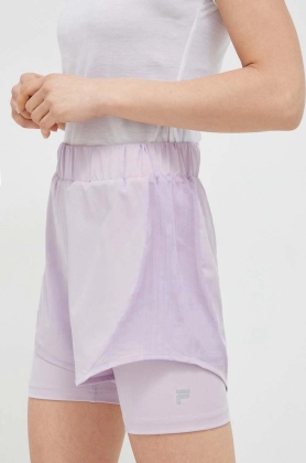 Fila pantaloni scurti de antrenament Revin culoarea violet, neted, high waist