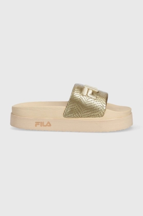 Fila papuci Morro Bay Zeppa femei, culoarea bej, cu platforma