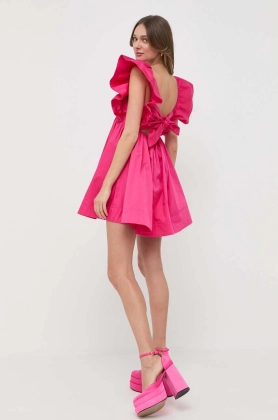 For Love & Lemons rochie culoarea roz, mini, evazati