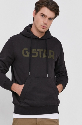 G-Star Raw Bluza barbati, culoarea negru, cu imprimeu