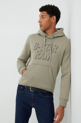 G-Star Raw bluza barbati, culoarea verde, neted