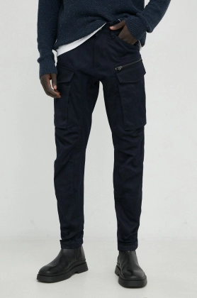 G-Star Raw pantaloni de bumbac barbati, culoarea albastru marin, cu fason cargo