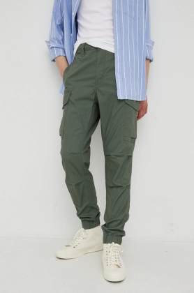 G-Star Raw pantaloni de bumbac barbati, culoarea verde, cu fason cargo