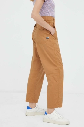 G-Star Raw pantaloni femei, culoarea maro, drept, high waist
