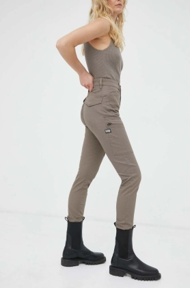 G-Star Raw pantaloni femei, culoarea maro, mulata, high waist