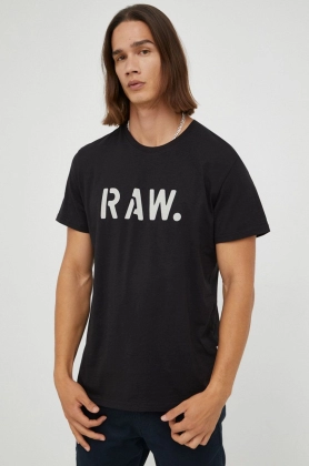 G-Star Raw tricou din bumbac culoarea alb, cu imprimeu