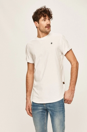 G-Star Raw tricou din bumbac culoarea alb, neted
