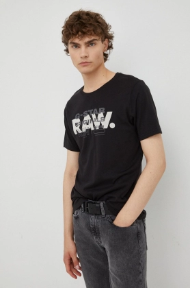 G-Star Raw tricou din bumbac culoarea negru, cu imprimeu
