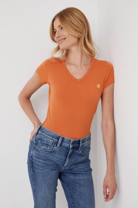 G-Star Raw tricou din bumbac culoarea portocaliu
