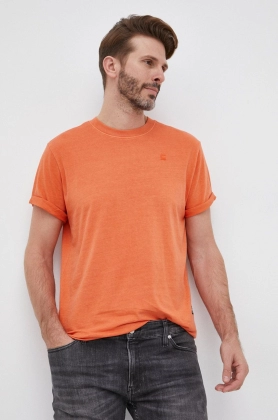 G-Star Raw tricou din bumbac culoarea portocaliu, neted
