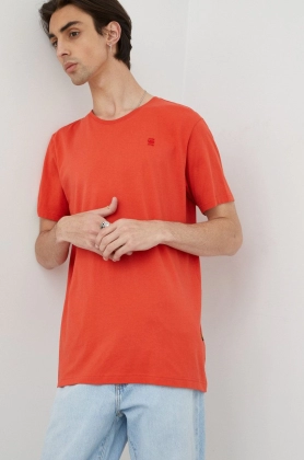G-Star Raw tricou din bumbac culoarea portocaliu, neted