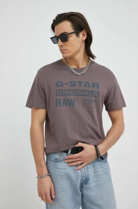 G-Star Raw tricou din bumbac culoarea violet, cu imprimeu