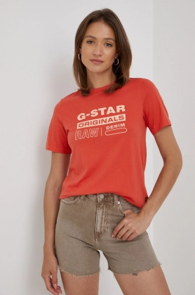 G-Star Raw tricou femei, culoarea portocaliu