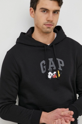 GAP bluza x Disney barbati, culoarea negru, cu gluga, cu imprimeu