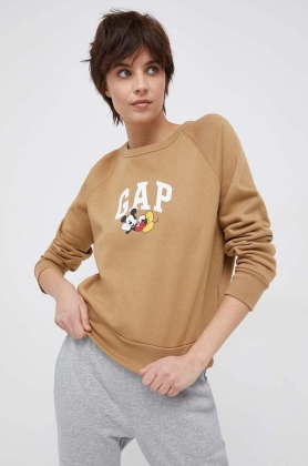 GAP bluza x Disney femei, culoarea maro, cu imprimeu