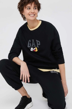 GAP bluza x Disney femei, culoarea negru, cu imprimeu