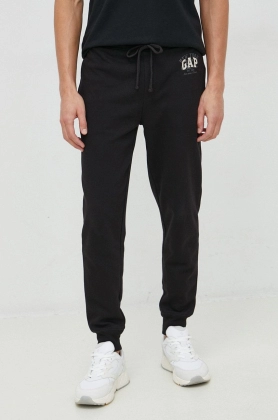 GAP pantaloni de trening barbati, culoarea negru, cu imprimeu