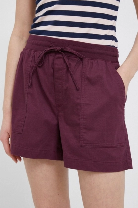 GAP pantaloni scurti din bumbac culoarea bordo, neted, high waist