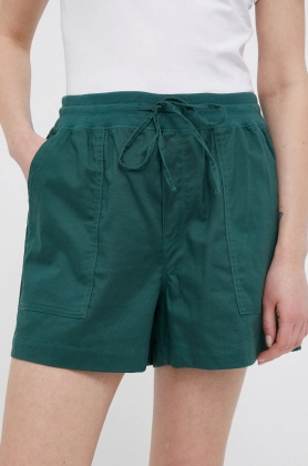 GAP pantaloni scurti din bumbac culoarea verde, neted, high waist