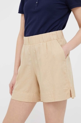 GAP pantaloni scurti din in culoarea bej, neted, high waist