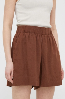 GAP pantaloni scurti din in culoarea maro, neted, high waist