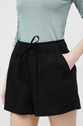 GAP pantaloni scurti din in culoarea negru, neted, high waist