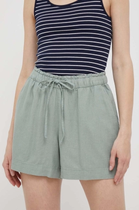 GAP pantaloni scurti din in culoarea verde, neted, high waist