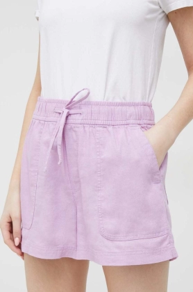 GAP pantaloni scurti din in culoarea violet, neted, high waist