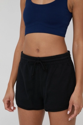 GAP pantaloni scurti femei, culoarea negru, neted, high waist