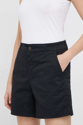 GAP pantaloni scurti femei, culoarea negru, neted, high waist