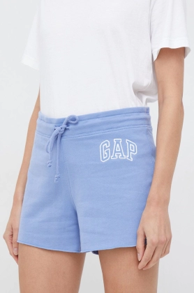 GAP pantaloni scurti femei, culoarea violet, neted, medium waist