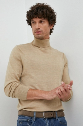 GAP pulover de lana barbati, culoarea bej, light, cu guler