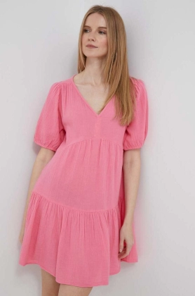 GAP rochie din bumbac culoarea roz, mini, evazati