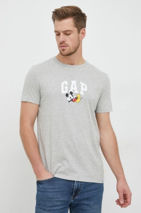 GAP tricou din bumbac Mickey Mouse culoarea gri, cu imprimeu
