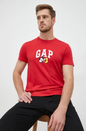GAP tricou din bumbac Mickey Mouse culoarea rosu, cu imprimeu