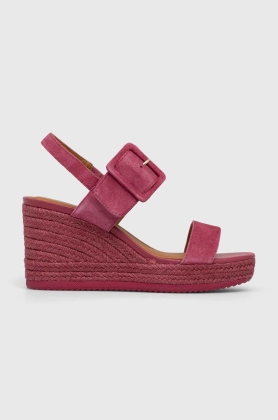 Geox sandale din piele intoarsa D PONZA femei, culoarea roz, toc pana, D35GVB 00021 C8335