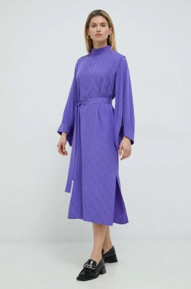 Gestuz rochie culoarea violet, midi, oversize