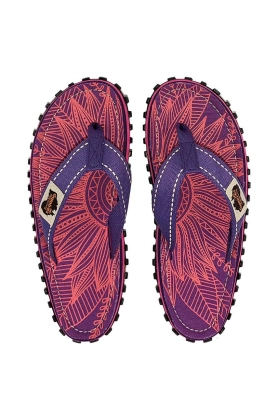 Gumbies slapi Islander femei, culoarea violet, cu toc plat