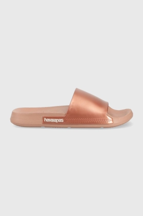 Havaianas papuci Slide Classic femei, culoarea auriu