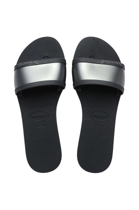 Havaianas slapi 4147238-0074P femei, culoarea gri, cu toc plat