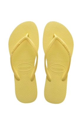 Havaianas slapi femei, culoarea galben, cu toc plat