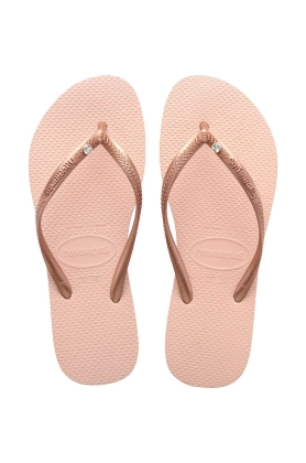 Havaianas Slapi femei, culoarea roz, cu toc plat