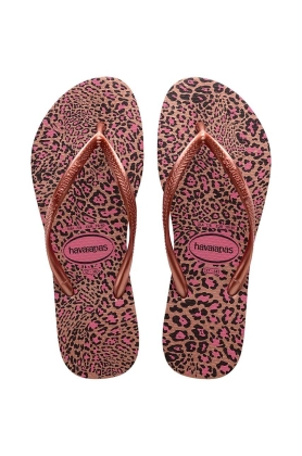 Havaianas slapi SLIM ANIMALS femei, culoarea roz, cu toc plat, 4103352.6459