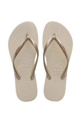 Havaianas slapi Slim femei, culoarea bej, cu toc plat