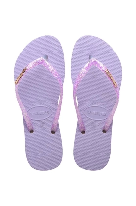 Havaianas slapi SLIM GLITTER femei, culoarea violet, cu toc plat, 4147122.2297