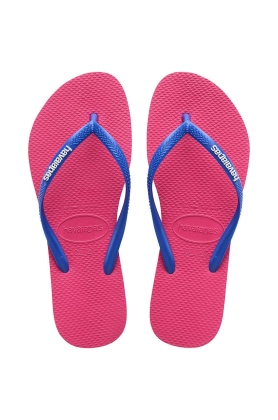 Havaianas slapi Slim Logo femei, culoarea rosu, cu toc plat