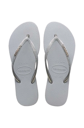 Havaianas slapi SLIM SPARKLE II femei, culoarea gri, cu toc plat, 4146937.3498