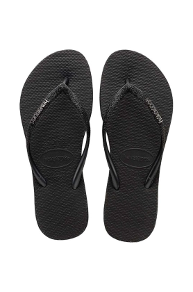 Havaianas slapi SLIM SPARKLE II femei, culoarea negru, cu toc plat, 4146093.0090