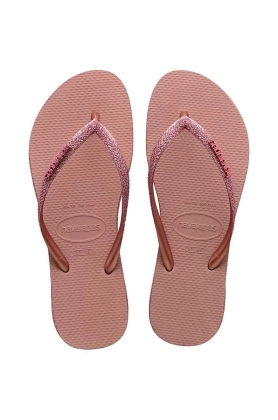 Havaianas slapi SLIM SPARKLE II femei, culoarea roz, cu toc plat, 4146937.6459